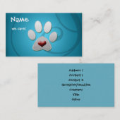 Blue Silver Paw Heart Pet Visitekaartjes (Voorkant / Achterkant)