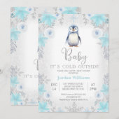 Blue Silver Pen Baby Het is koud buiten Baby showe Kaart (Voorkant / Achterkant)