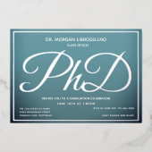 Blue Silver PhD-Afstuderen Folie Uitnodiging (Voorkant)
