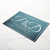 Blue Silver PhD-Afstuderen Folie Uitnodiging (Gedraaid)