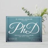 Blue Silver PhD-Afstuderen Folie Uitnodiging (Staand Voorkant)