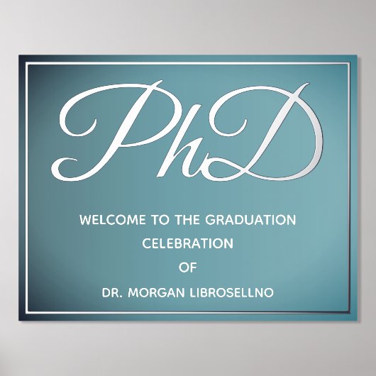 Blue Silver PhD Afstuderen Welkom Folie Afdrukken (Voorkant)