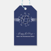 Blue Silver Prettige feestdagen Bow, gepersonalise Cadeaulabel (Achterkant)