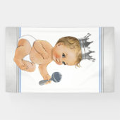 Blue Silver Prince Baby shower Spandoek (Horizontaal)