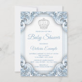 Blue Silver Prince Baby Shower-uitnodigingen Kaart (Voorkant)