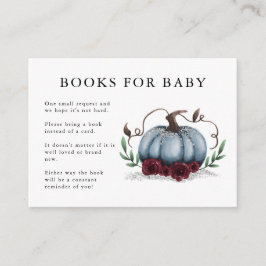 Blue Silver Pumpkin Baby shower Boek Verzoek Informatiekaartje