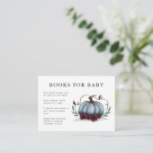 Blue Silver Pumpkin Baby shower Boek Verzoek Informatiekaartje (Staand voorkant)