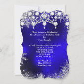 Blue Silver Quinceanera 15th Winter Wonderland Kaart (Achterkant)