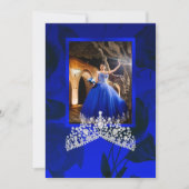 Blue, Silver Quinceanera Gemstone Tiara Invitation Kaart (Voorkant)
