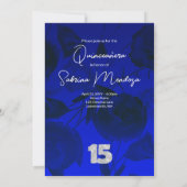 Blue, Silver Quinceanera Gemstone Tiara Invitation Kaart (Achterkant)