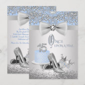 Blue Silver Quinceanera Princess Invitations Kaart (Voorkant / Achterkant)