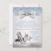 Blue Silver Quinceanera Princess Invitations Kaart (Achterkant)