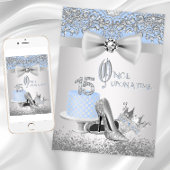 Blue Silver Quinceanera Princess Invitations Kaart