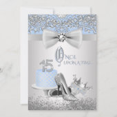 Blue Silver Quinceanera Princess Invitations Kaart (Voorkant)