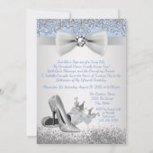 Blue Silver Quinceanera Princess Invitations Kaart (Achterkant)