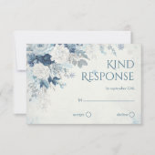 Blue Silver Rose Winter Floral Wedding QR Code RSVP Kaartje (Voorkant)