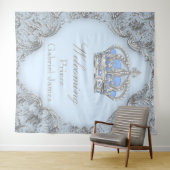 Blue Silver Royal Prince Baby shower Achtergrond Wandkleed (In Situ (horizontaal))