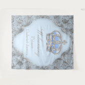 Blue Silver Royal Prince Baby shower Achtergrond Wandkleed (Voorkant (horizontaal))