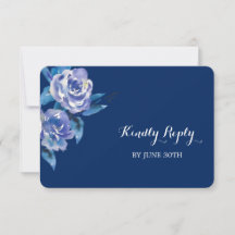 Blue Silver Rozen Wedding RSVP