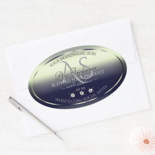 Blue Silver Shimmery Product Label juwelen Monogra
