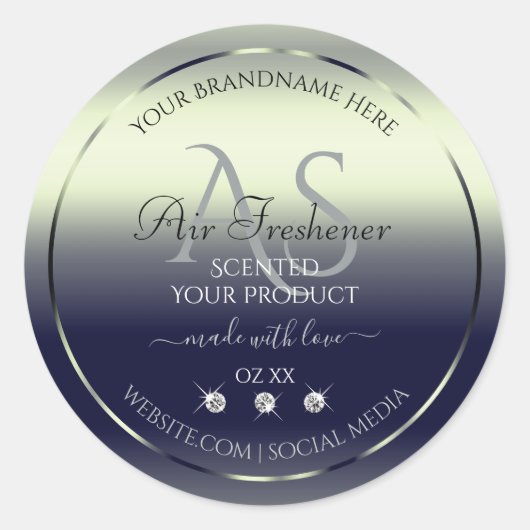 Blue Silver Shimmery Product Label juwelen Monogra (Voorkant)