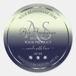 Blue Silver Shimmery Product Label juwelen Monogra