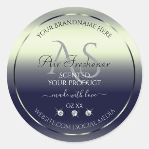Blue Silver Shimmery Product Label juwelen Monogra