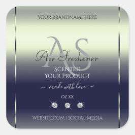 Blue Silver Shimmery Product Label juwelen Monogra