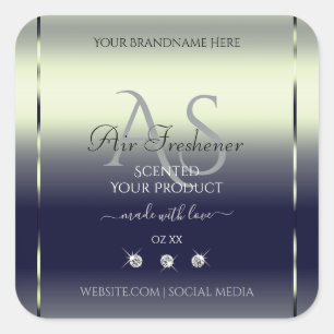 Blue Silver Shimmery Product Label juwelen Monogra