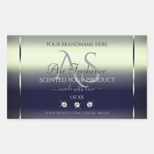 Blue Silver Shimmery Product Label juwelen Monogra (Voorkant)