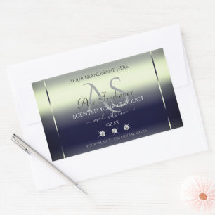 Blue Silver Shimmery Product Label juwelen Monogra
