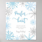 Blue Silver snewflakes Pacifier jachtgame Poster (Voorkant)