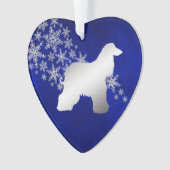 Blue Silver Snowflake Afghan Hound Ornament (voorkant)