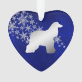 Blue Silver Snowflake Afghan Hound Ornament (voorkant)