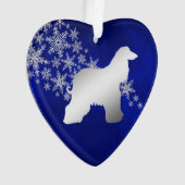 Blue Silver Snowflake Afghan Hound Ornament (voorkant)
