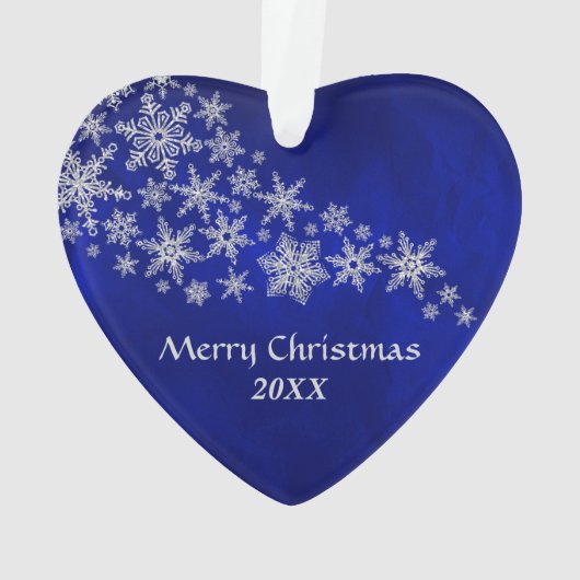 Blue Silver Snowflake Afghan Hound Ornament (achterkant)