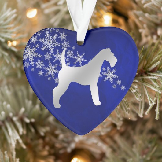 Blue Silver Snowflake Airedale Terrier Ornament (Boom)