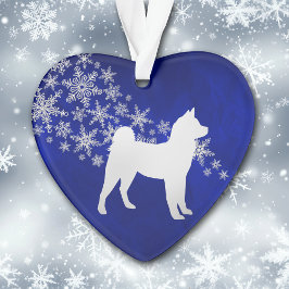 Blue Silver Snowflake Akita Dog Ornament