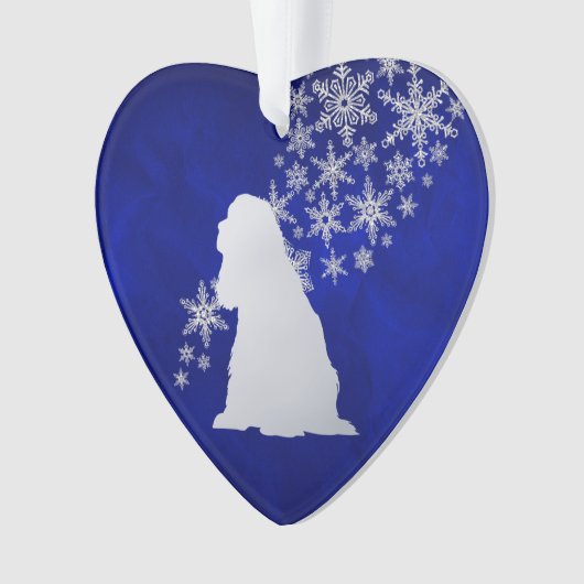 Blue Silver Snowflake American Cocker Spaniel Dog Ornament (voorkant)