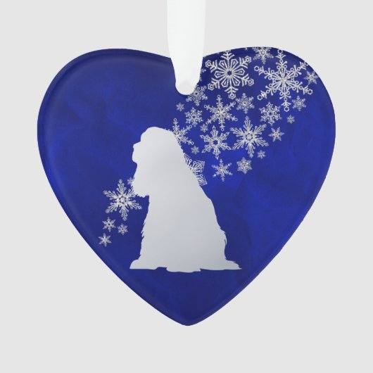Blue Silver Snowflake American Cocker Spaniel Dog Ornament (voorkant)