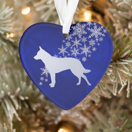 Blue Silver Snowflake Australian Cattle Dog Ornament (Boom)