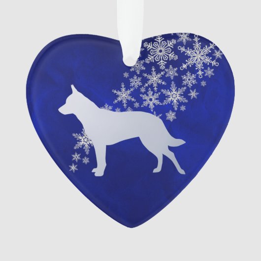 Blue Silver Snowflake Australian Cattle Dog Ornament (voorkant)