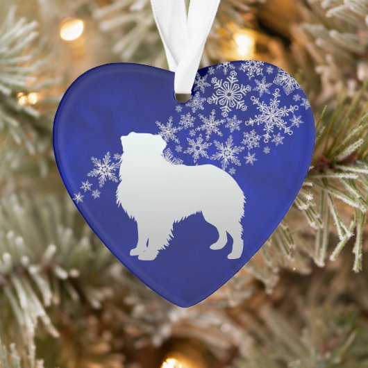 Blue Silver Snowflake Australian Shepherd Ornament (Boom)