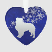 Blue Silver Snowflake Australian Shepherd Ornament (voorkant)