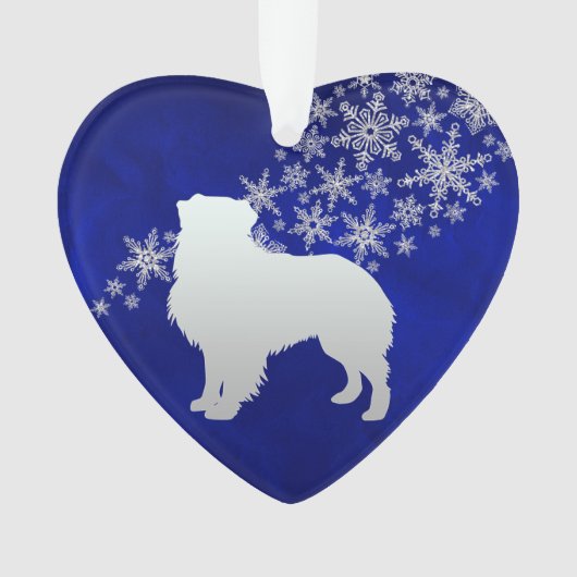 Blue Silver Snowflake Australian Shepherd Ornament (voorkant)