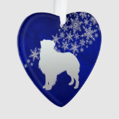 Blue Silver Snowflake Australian Shepherd Ornament (voorkant)
