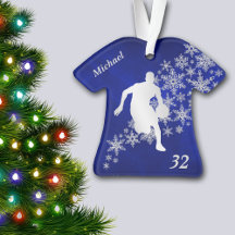 Blue Silver Snowflake Basketball Player