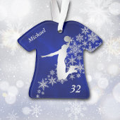Blue Silver Snowflake Basketball Slam Dunk Ornament