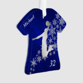 Blue Silver Snowflake Basketball Slam Dunk Ornament (voorkant)