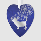 Blue Silver Snowflake Basset Hound Dog Ornament (voorkant)